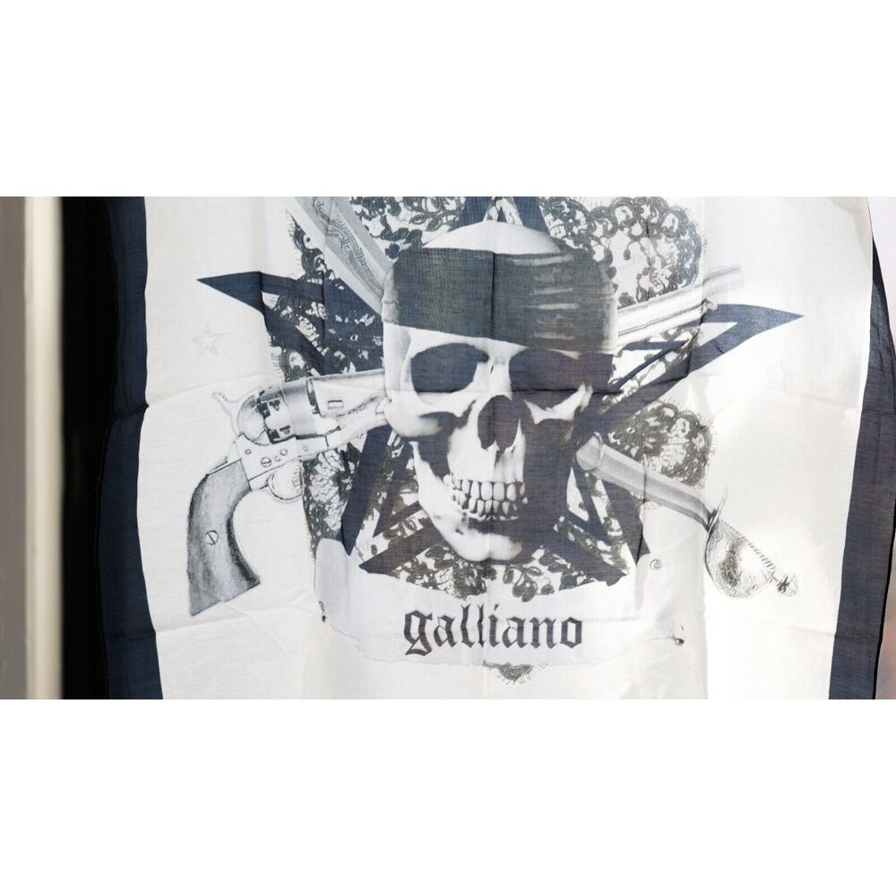 John Galliano Vintage Black & White "Skull" Bandana Scarf Pre-Owned